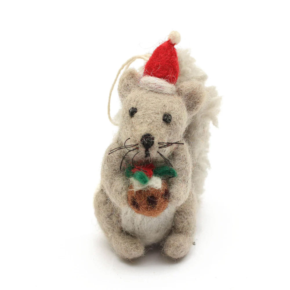 Grey Christmas Squirrel Decoration - 