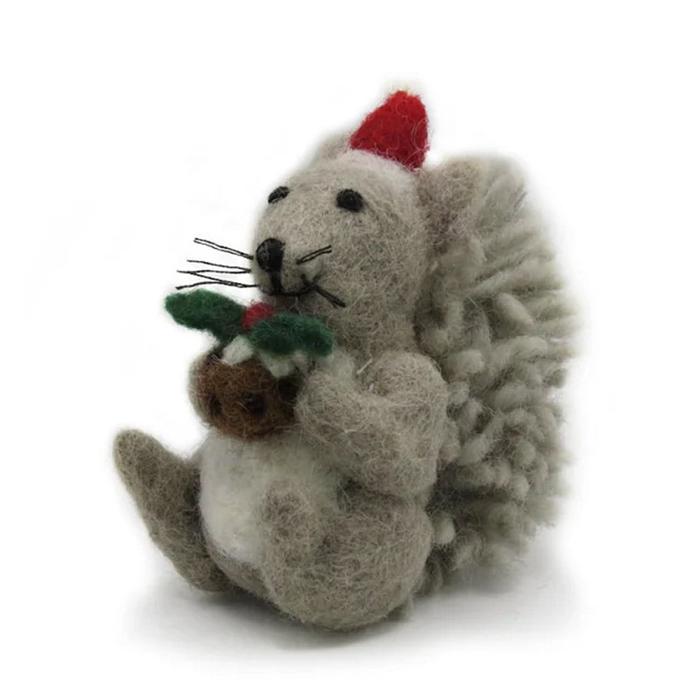 Grey Christmas Squirrel Decoration - 