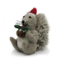 Grey Christmas Squirrel Decoration