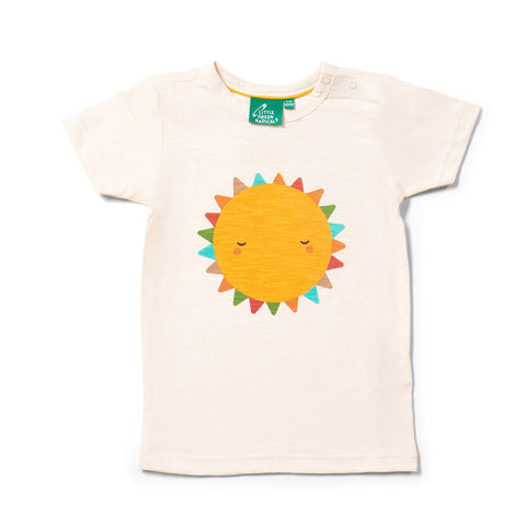 Kid's cotton t-shirt with a big yellow sun on the chest