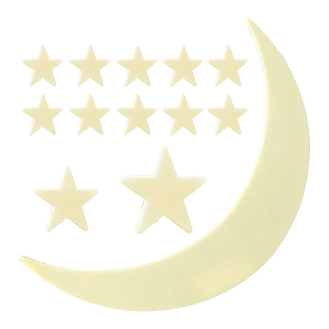 Decorative element with a moon and stars on a white background