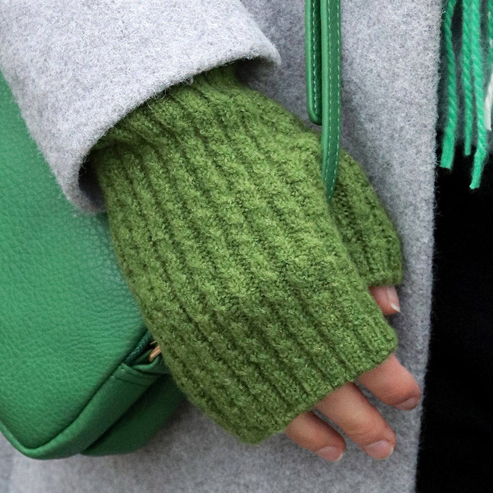 Green Fingerless Gloves - 