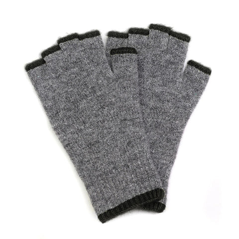 Grey-marl gloves with black trim on fingers and wrist.