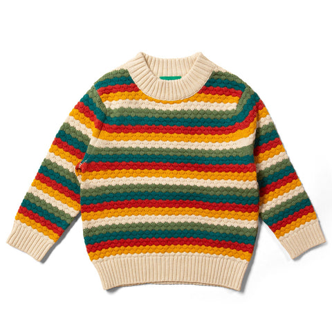 Honeycomb Rainbow Striped Snuggly Knitted Jumper