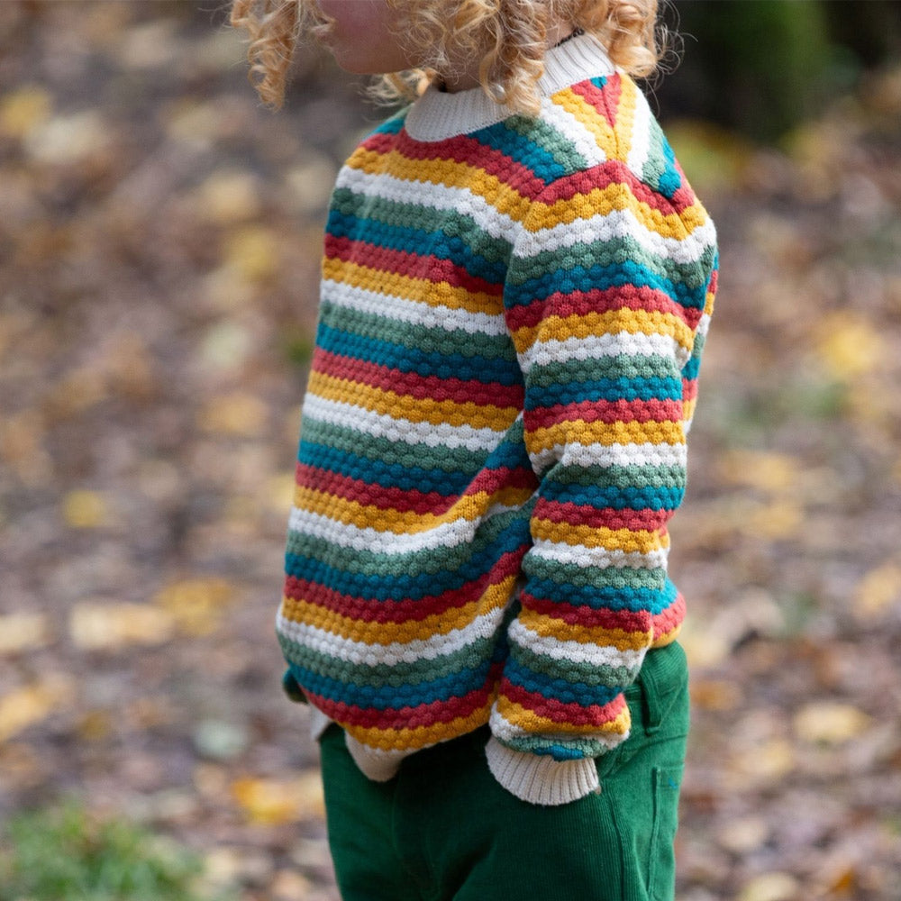 Honeycomb Rainbow Striped Snuggly Knitted Jumper - 