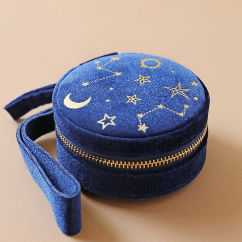 Round Navy Starry Night Jewellery Box