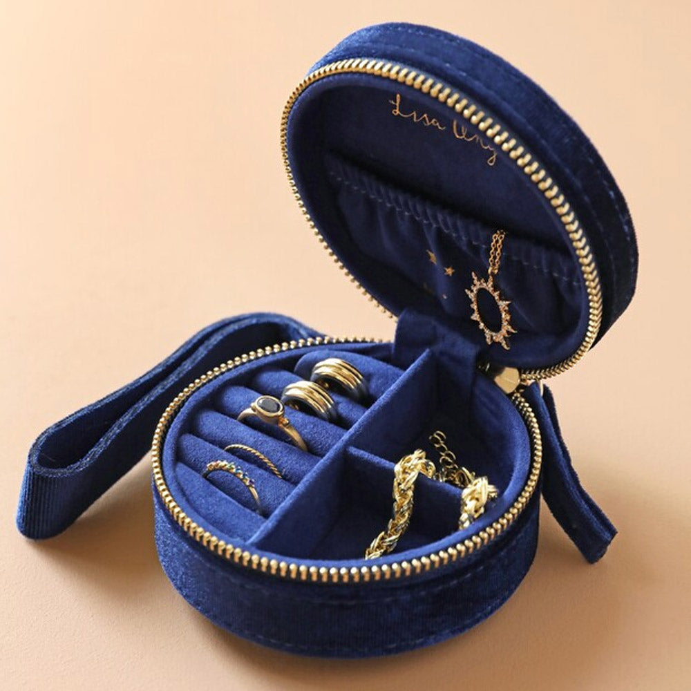 Round Navy Starry Night Jewellery Box - 