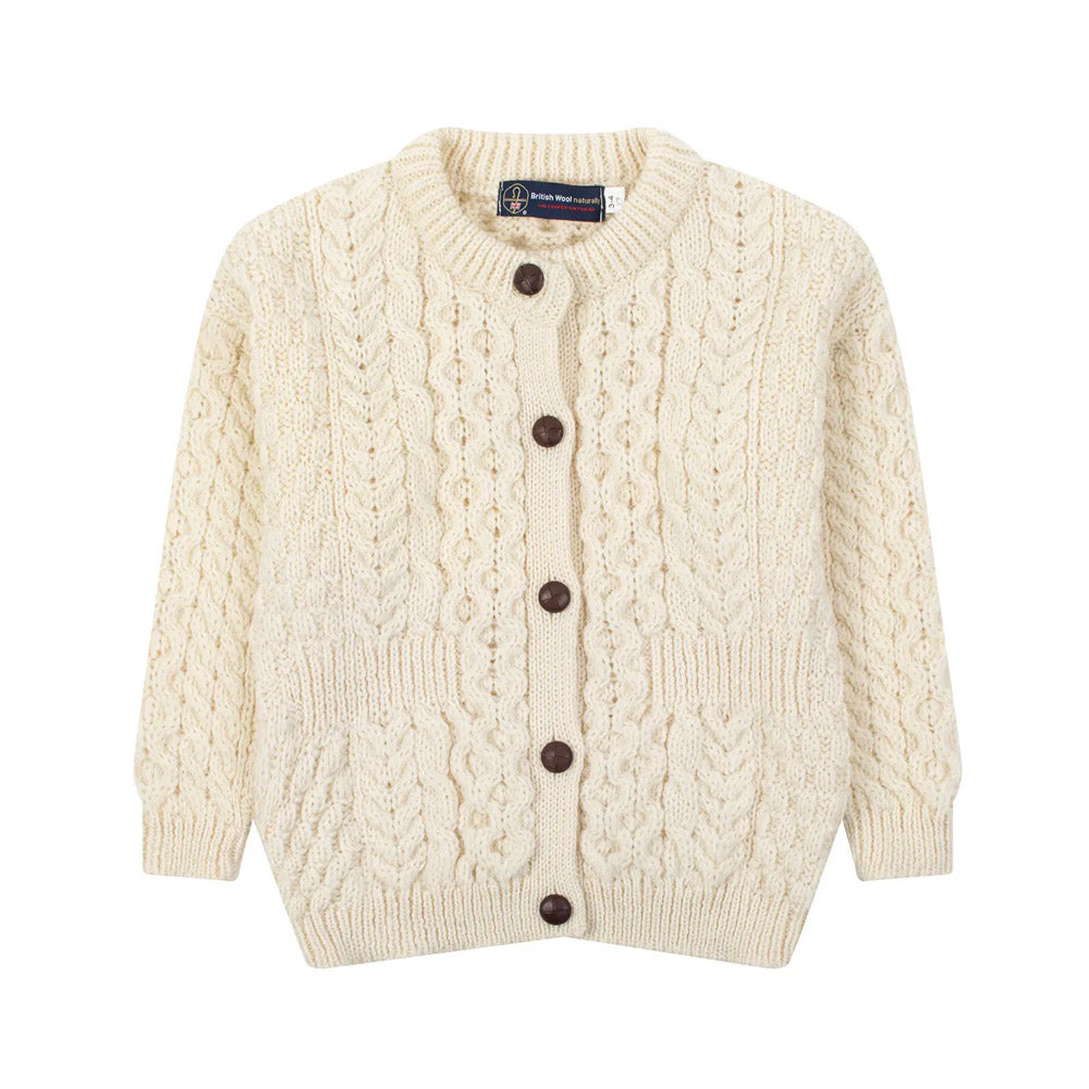 Children's 100% Wool Aran Cardigan - 