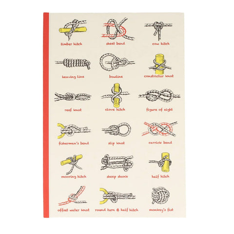 Illustrations of various knots on the cover of a notebook