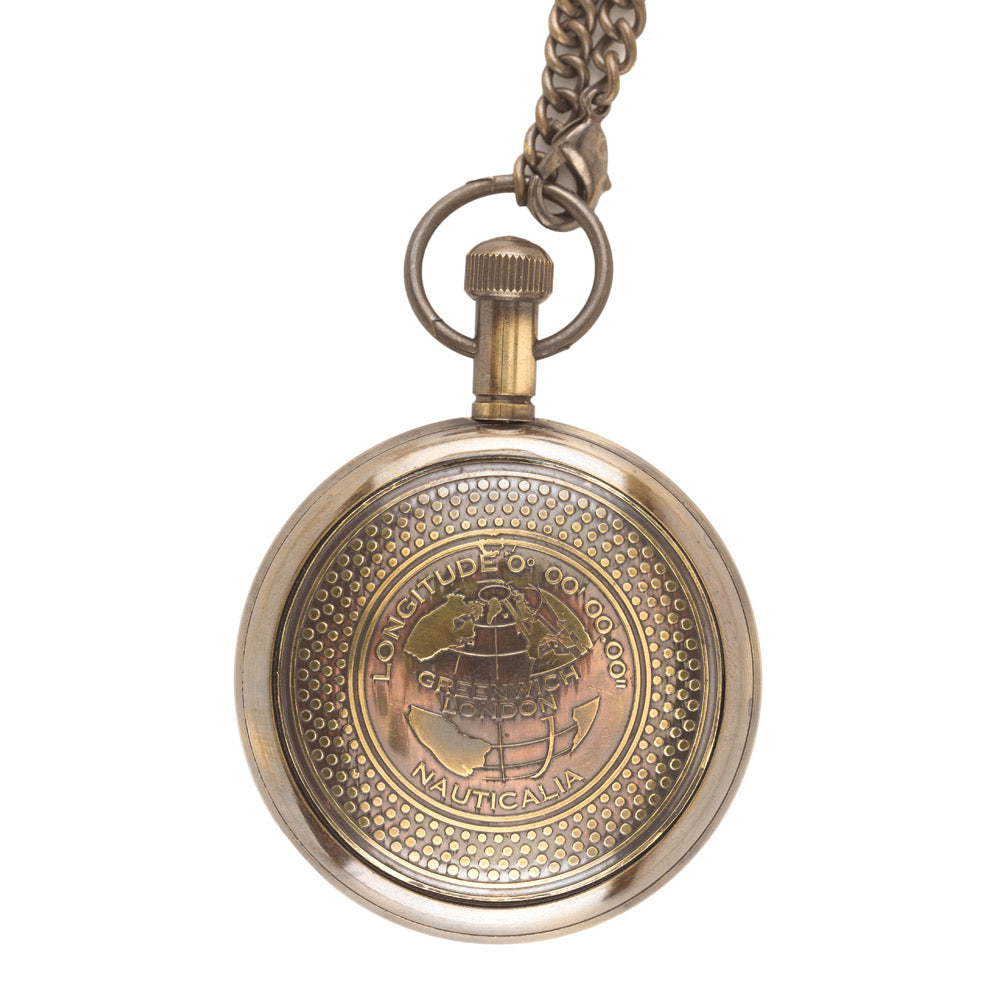 Greenwich London Brass Pocket Watch - 