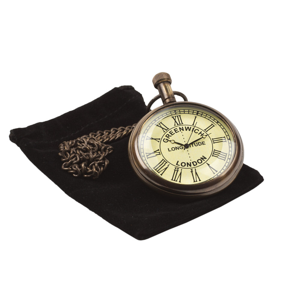 Greenwich London Brass Pocket Watch - 