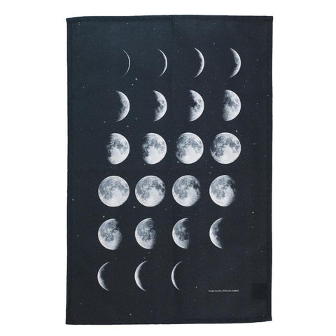 Black t-shirt with moon phase design.