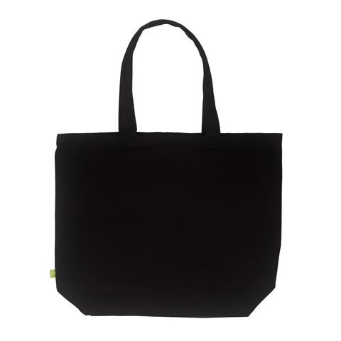 Black tote bag on a white background