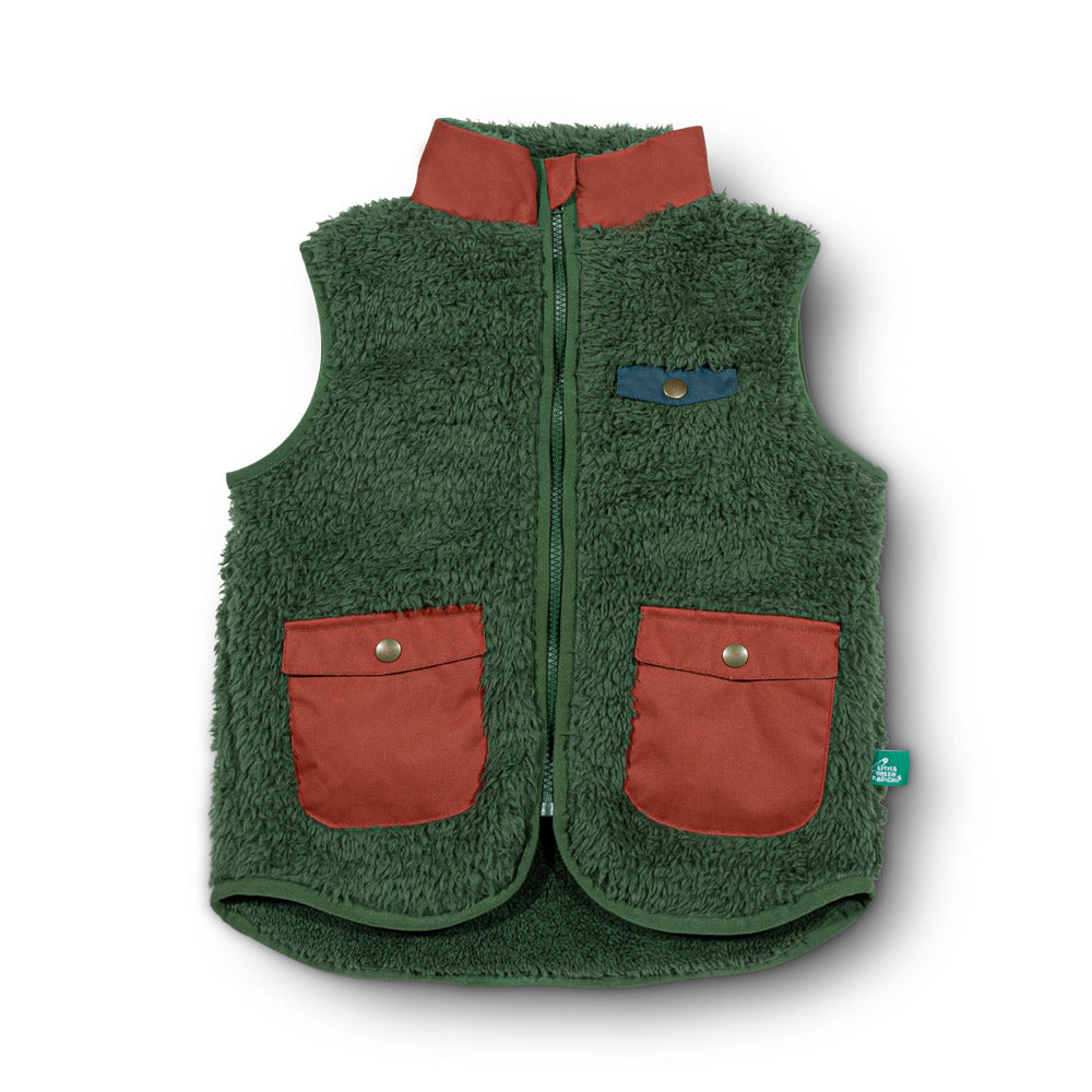 Olive Cosy Zip Up Recycled Fleece Gilet - 