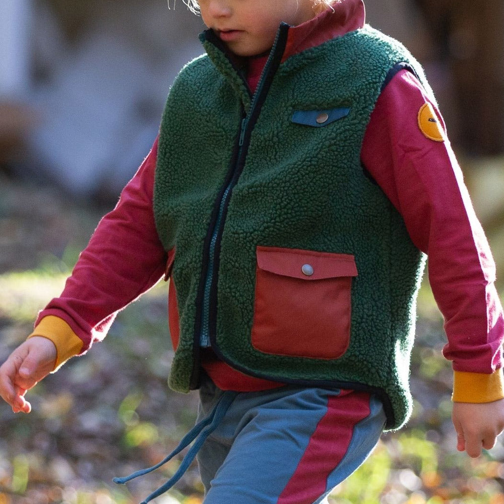 Buy Olive Cosy Zip Up Recycled Fleece Gilet | Royal Museums Greenwich Shop