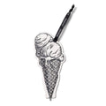 Ice cream cone-shaped pen with a black and white design on a white background