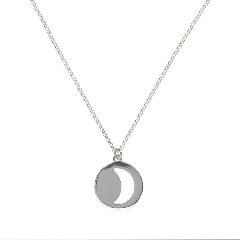 Partial Eclipse Pendant Necklace Sterling Silver - 