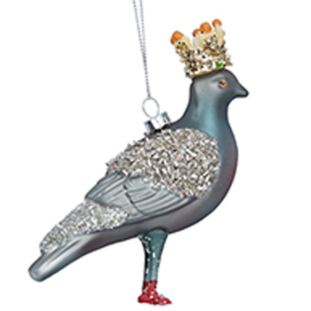 Glass Pigeon with Crown Decoration