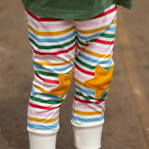 100% Organic Cotton Striped Jogger with Stars Knees Patches