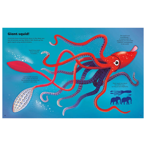 Illustration of a giant squid on a blue background