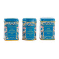 Set of three fine English teas in decorative tins