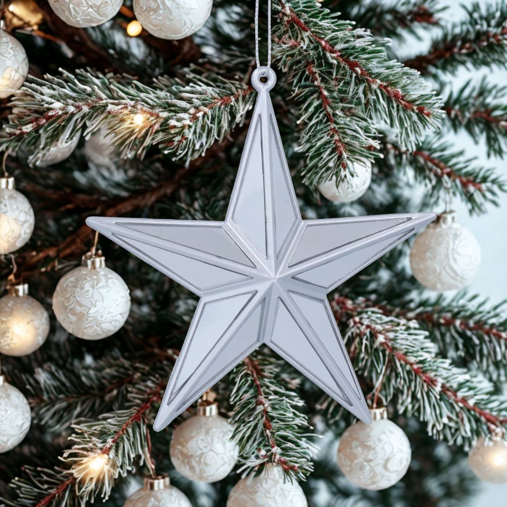 Silver Mirrored Star Decoration | Christmas | Home Decor – Royal