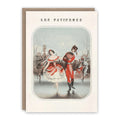 Greeting card with an image of a lady and gentleman ice skating