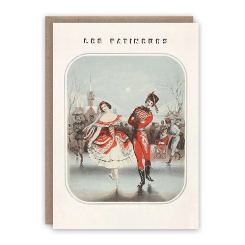 Greeting card with an image of a lady and gentleman ice skating