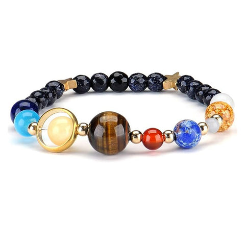 Multicolored beaded bracelet with gold accents 