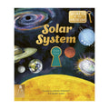 Front cover of a children's book titled "Solar System" from Big Pic Books, featuring colorful space illustrations including planets, a galaxy, and a key-shaped "Enter here" button on a dark starry background.