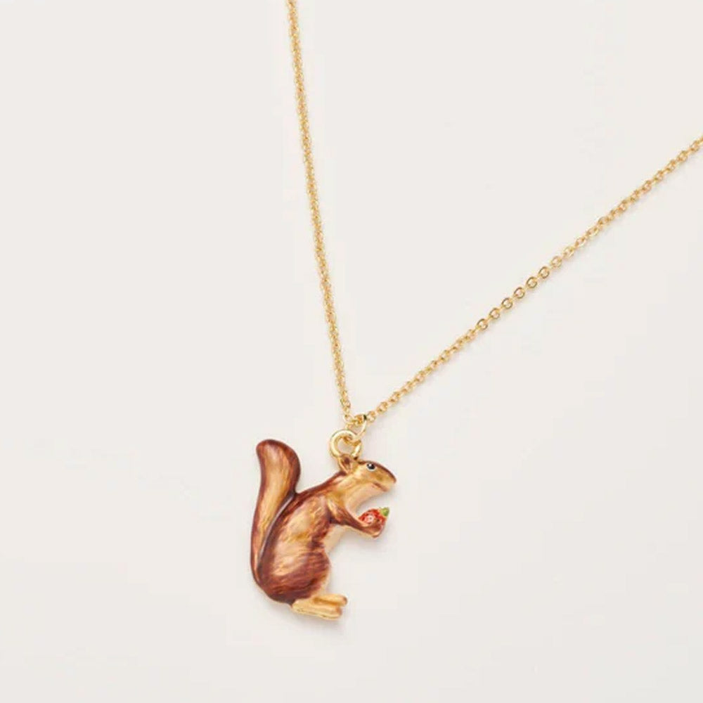 Enamel Squirrel Necklace - 