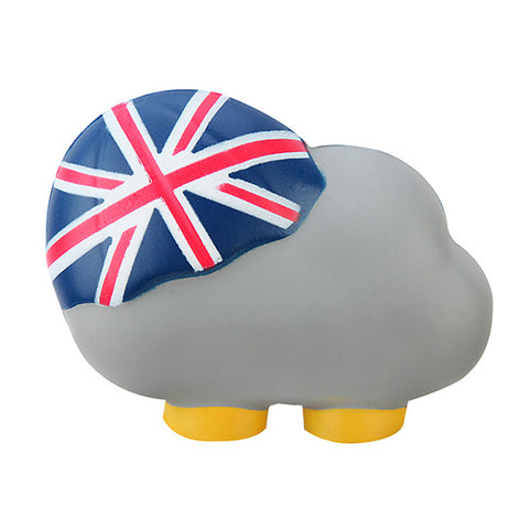 Grey cloud-shaped toy with a Union Jack design umbrella - back