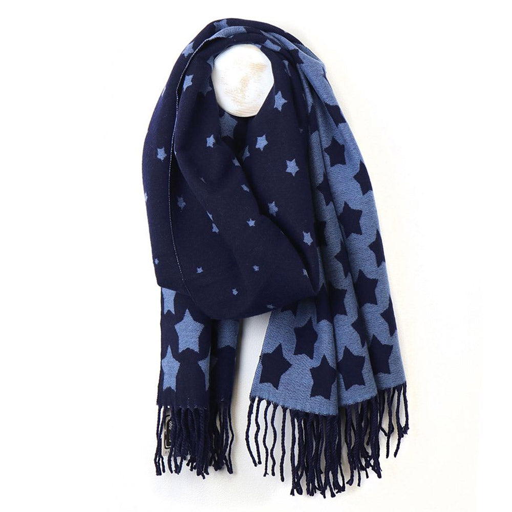 Navy and Blue Reversible Star Scarf - 