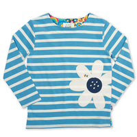 100% Organic Cotton Stripe And Flower Top
