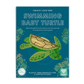 Book cover with a green turtle illustration on a blue background