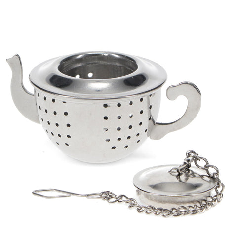 Metallic teapot tea infuser with handle 
