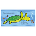 Illustration of a turtle with flippers on a blue underwater background