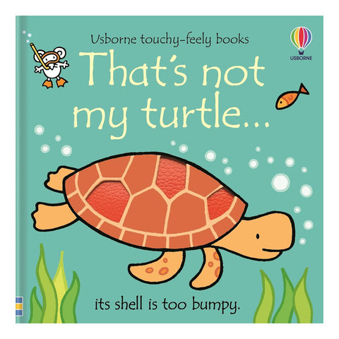 Book cover of 'That's not my turtle' by Usborne with a turtle illustration on a teal background.