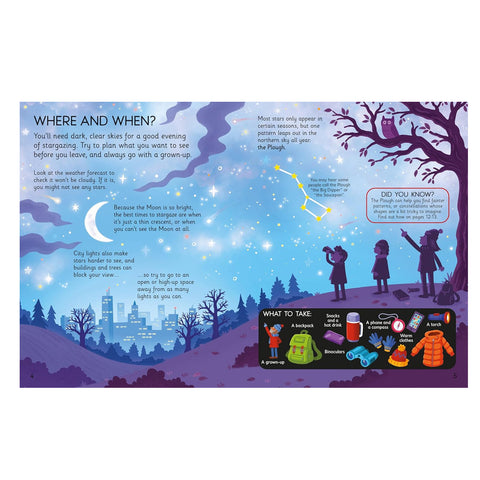 Illustrated pages from the Usborne Stargazing Book.