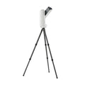 White telescope on an extended black tripod stand 