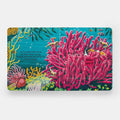 Children's book with colourful coral and sea creature illustrations 