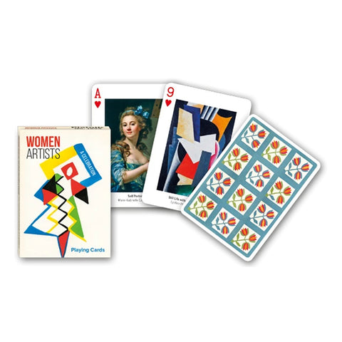 Women Artists Playing Cards box and example cards.