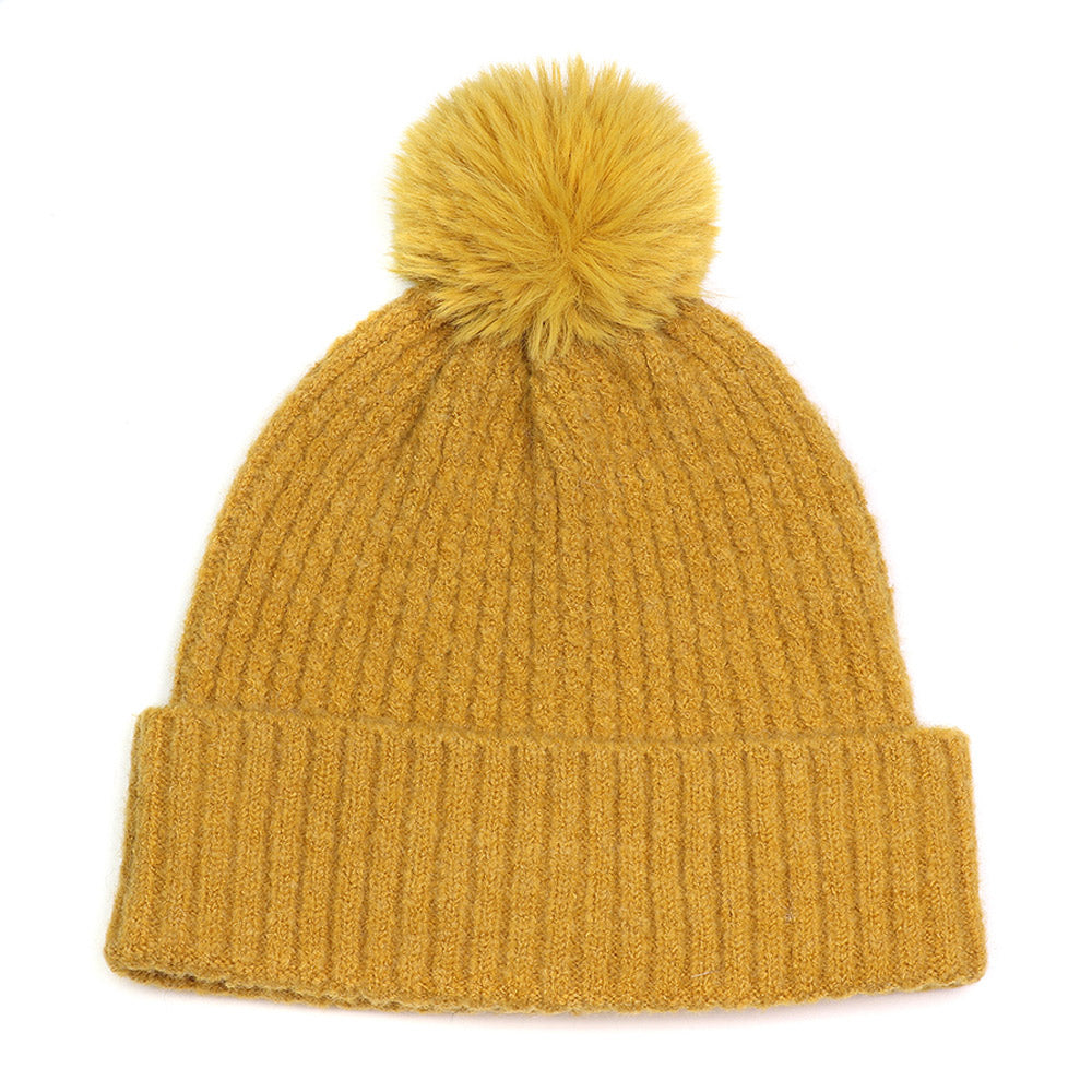 Yellow Pom Pom Hat - 