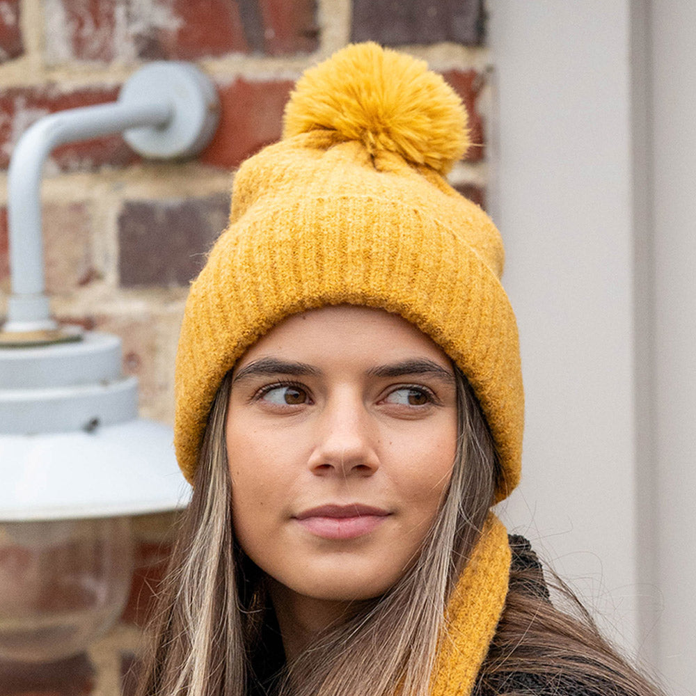 Yellow Pom Pom Hat - 