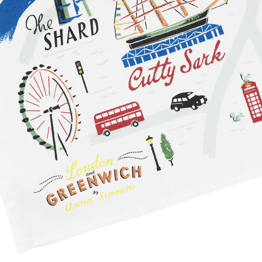 London & Greenwich Map Tea Towel - 
