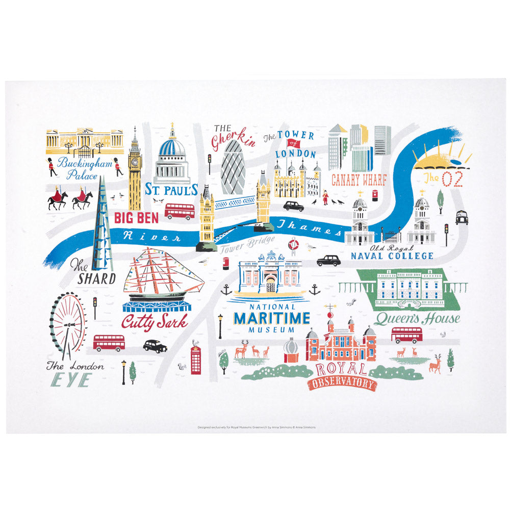 London & Greenwich Map Print