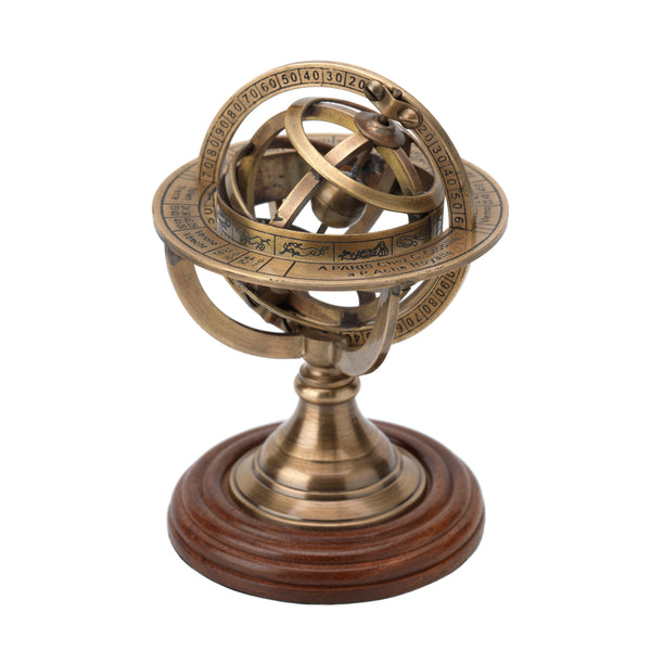 Bronze Armillary Sphere  with wooden base Small Size 