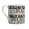 White mug with illustrations depicting art movements and artists.