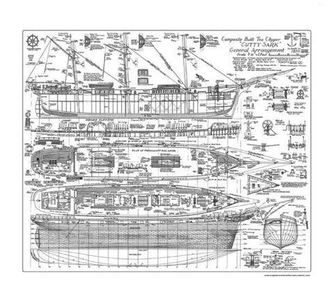 Black and white ship plan.