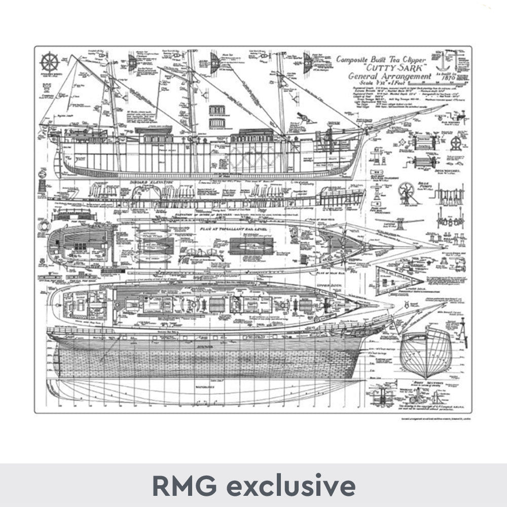 Cutty Sark General Arrangement Plan 50 x 70cm - 